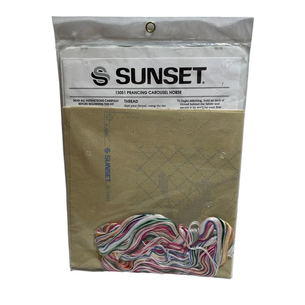 Sunset Stamped Cross Stitch Kit #13051 Prancing Carousel Horse 1992